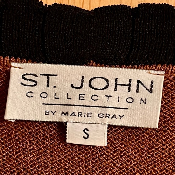 St. John Collection by Marie Gray Brown Black Cardigan Church Old Money SM Gift - Picture 7 of 17